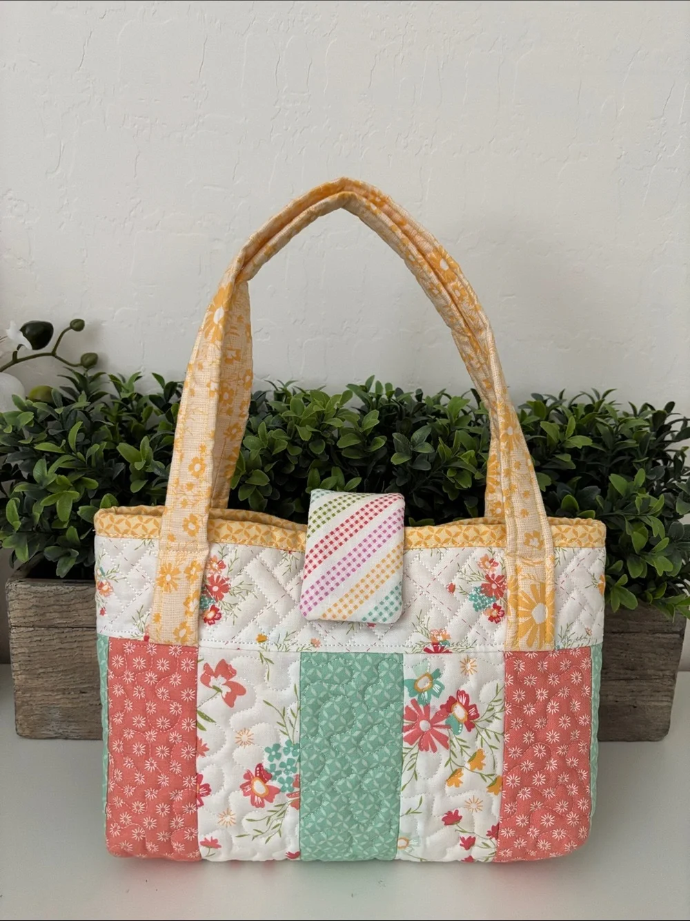 Handmade small Quilted Floral Patchwork Tote